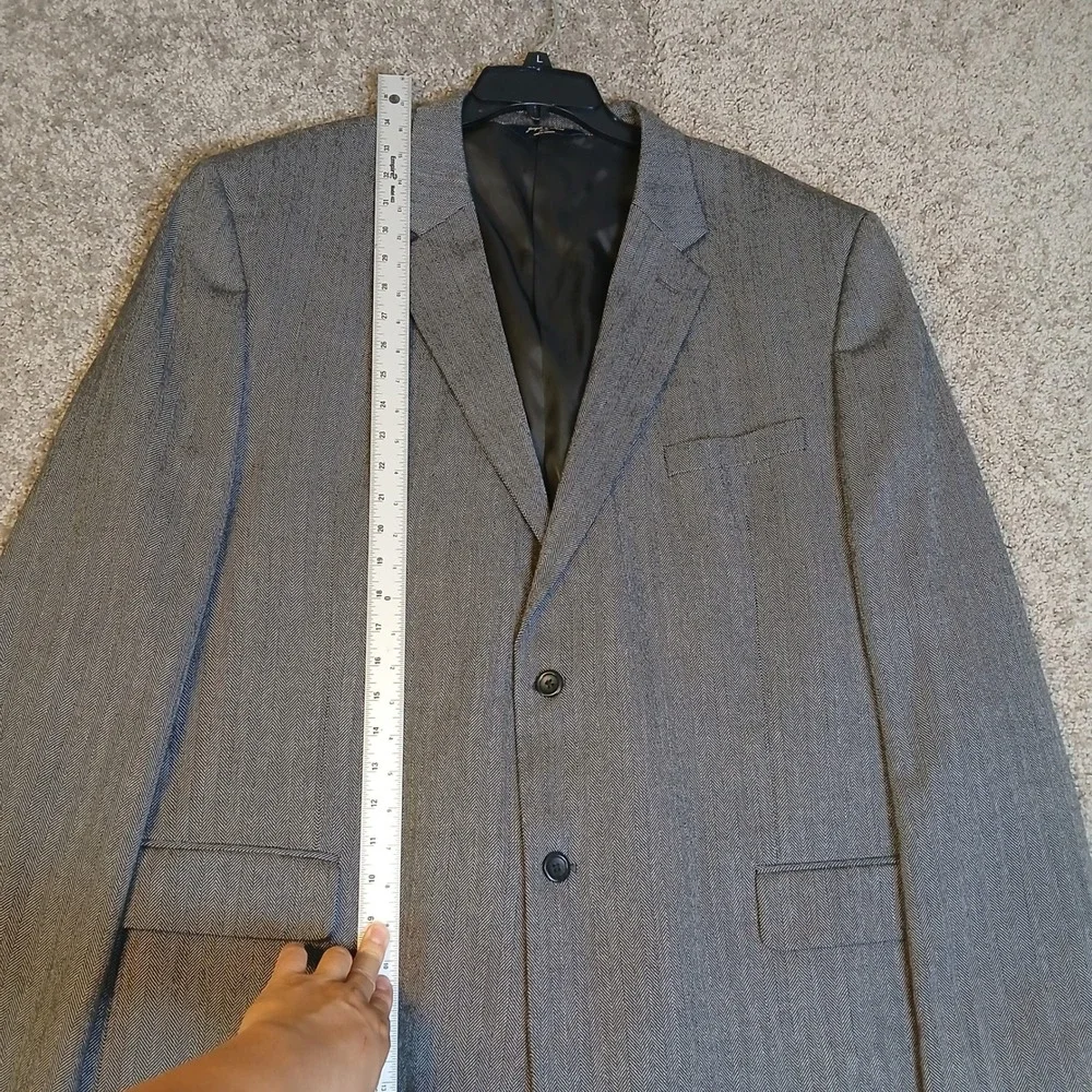 Joseph & Feiss Gold Men Grey Herringbone Two Button Blazer Sport Coat Jacket 52L